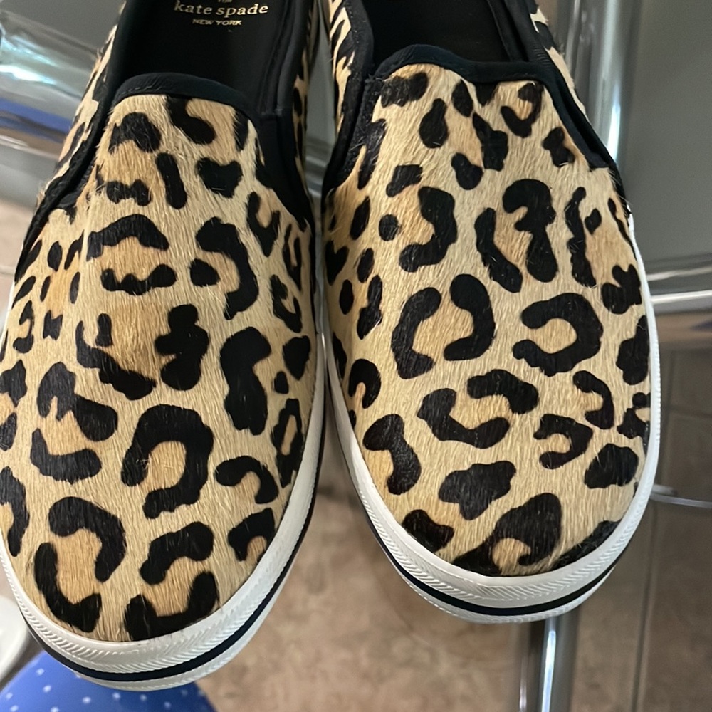 Kate Spade × Keds Leopard Print Calf Hair Sneaker Mules